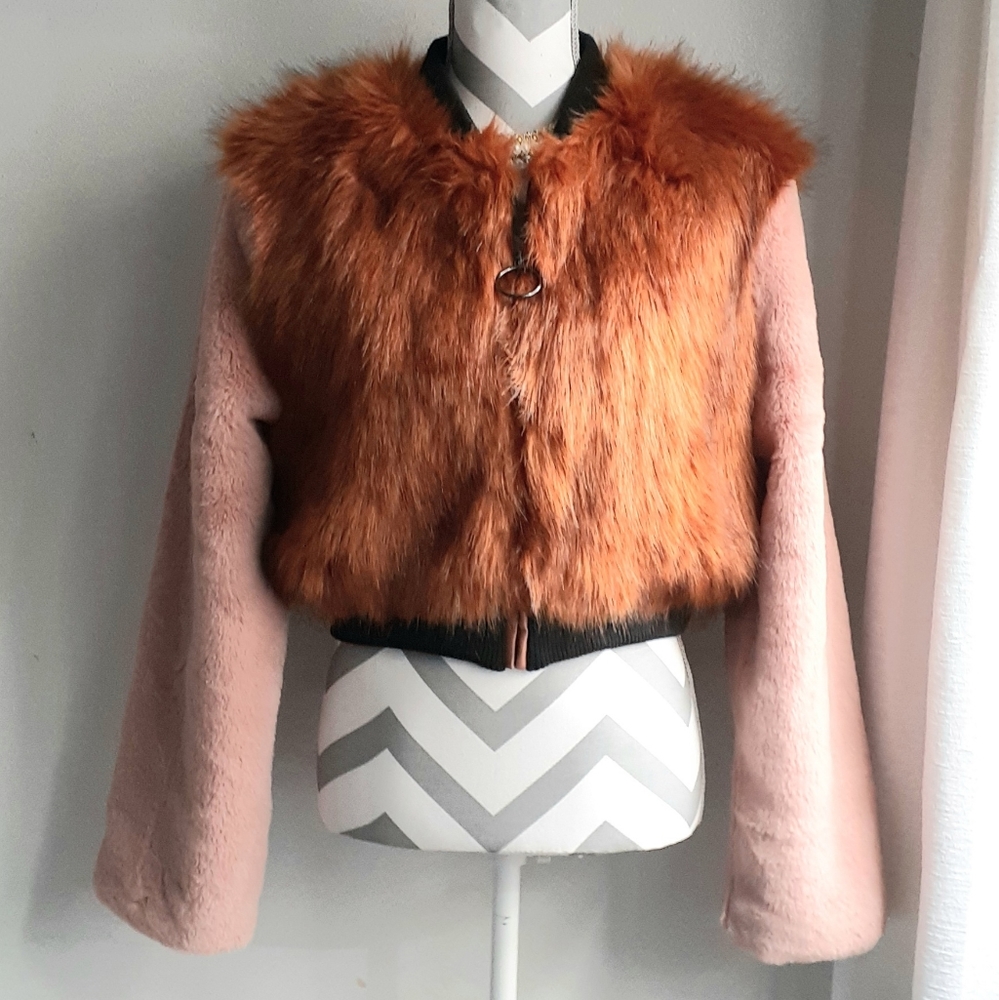 SHACI faux fur bomber jacket